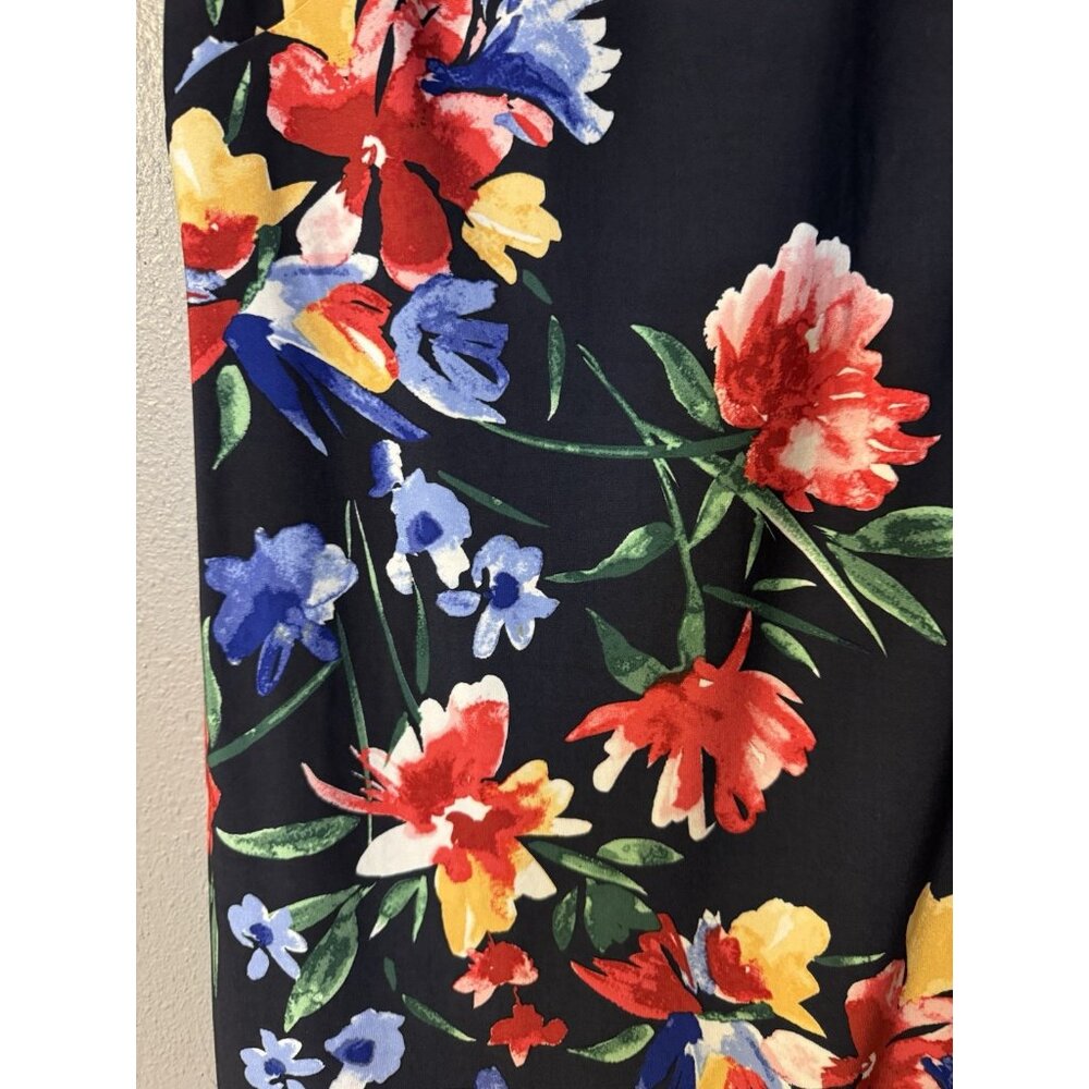 Vince Camuto Dress 14 Navy Blue Florals Stretch Sheath Washable NEW $148 - Picture 2 of 12